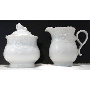 Vintage Mitterteich Bavaria white porcelain Sugar Bowl & Creamer 2070 W Germany
